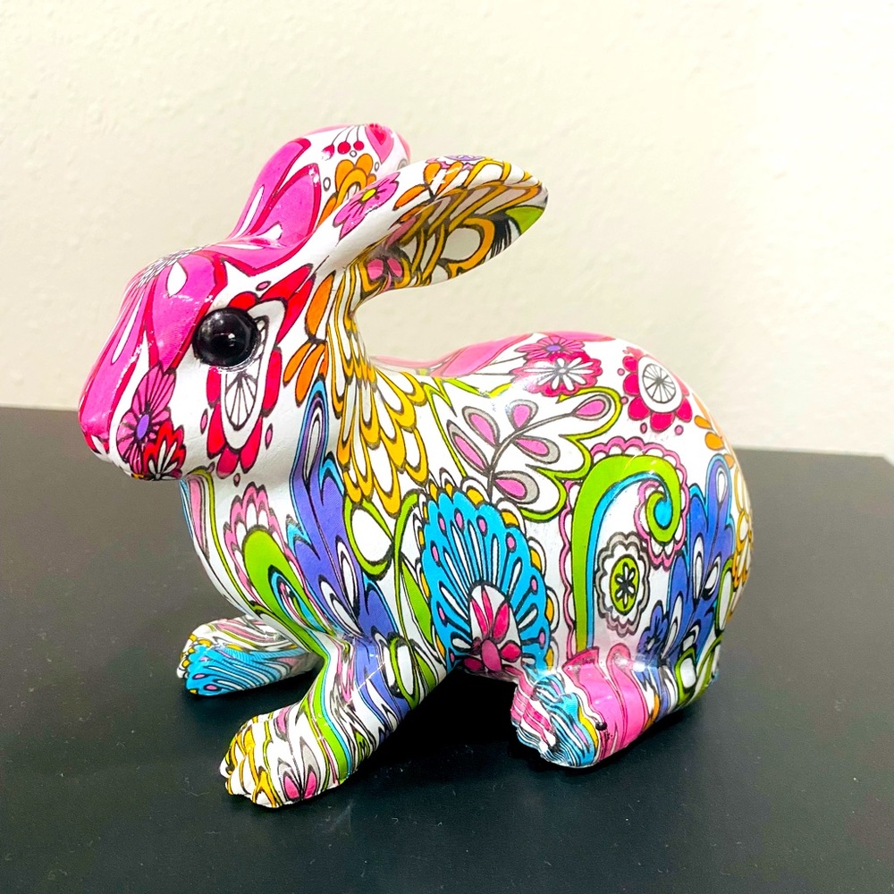 Bunny Rabbit Ceramic Floral Decoupage figurine (0059900) - Picture 2 of 9